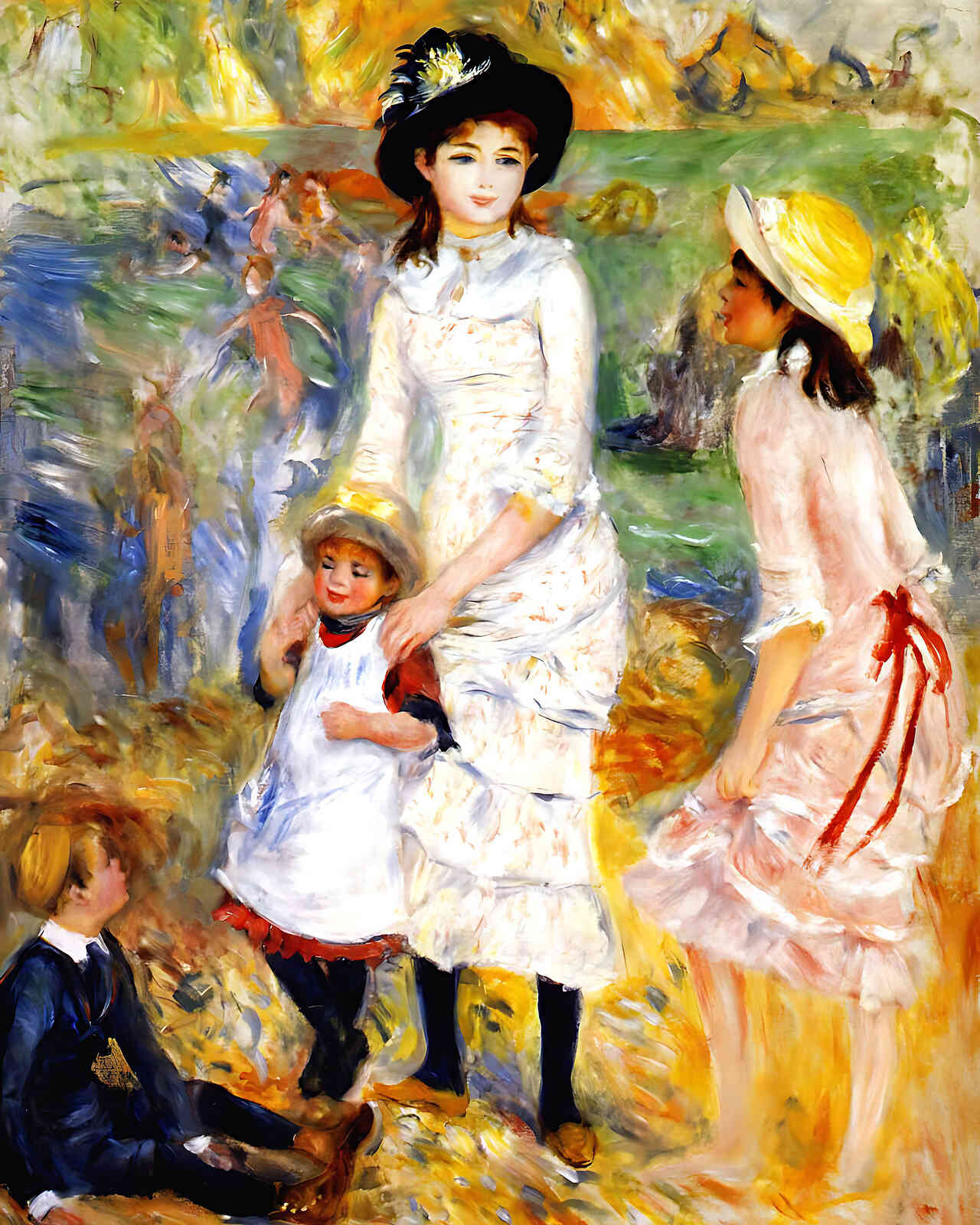 Children on the Seashore Painting by Pierre-Auguste Renoir 8x10" Art Print