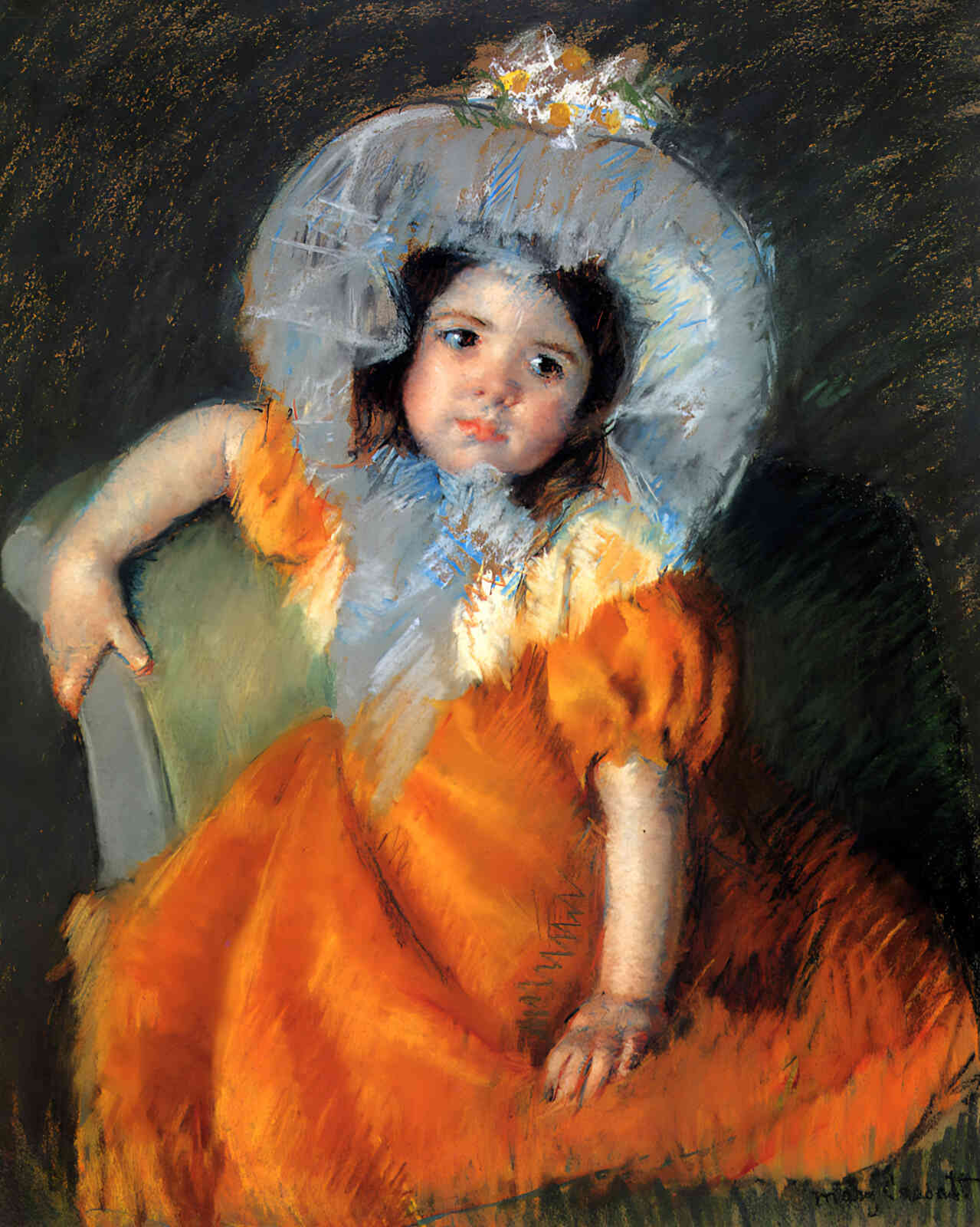 Child in Orange Dress Painting by Mary Cassatt 8x10" Art Print - Premium Quality