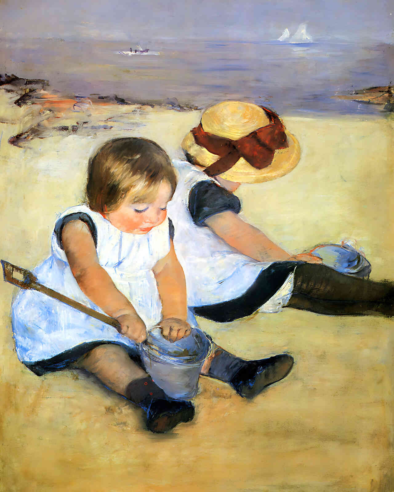 Children Playing on the Beach Painting by Mary Cassatt 8x10" Art Print
