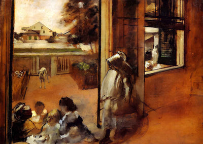 Children on a Doorstep 1872 Painting by Edgar Degas Art Print (6 Sizes)