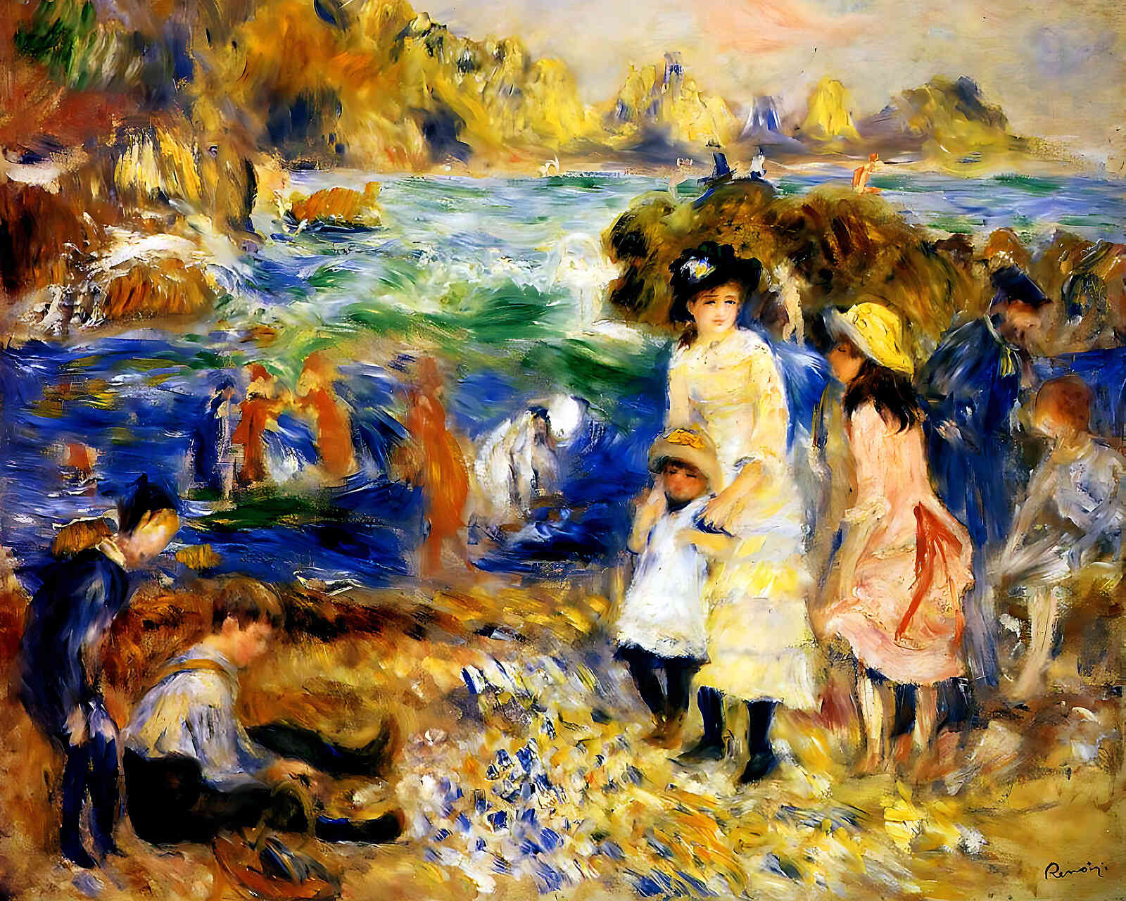 Children by the Sea in Guernsey by Pierre-Auguste Renoir 8x10" Art Print