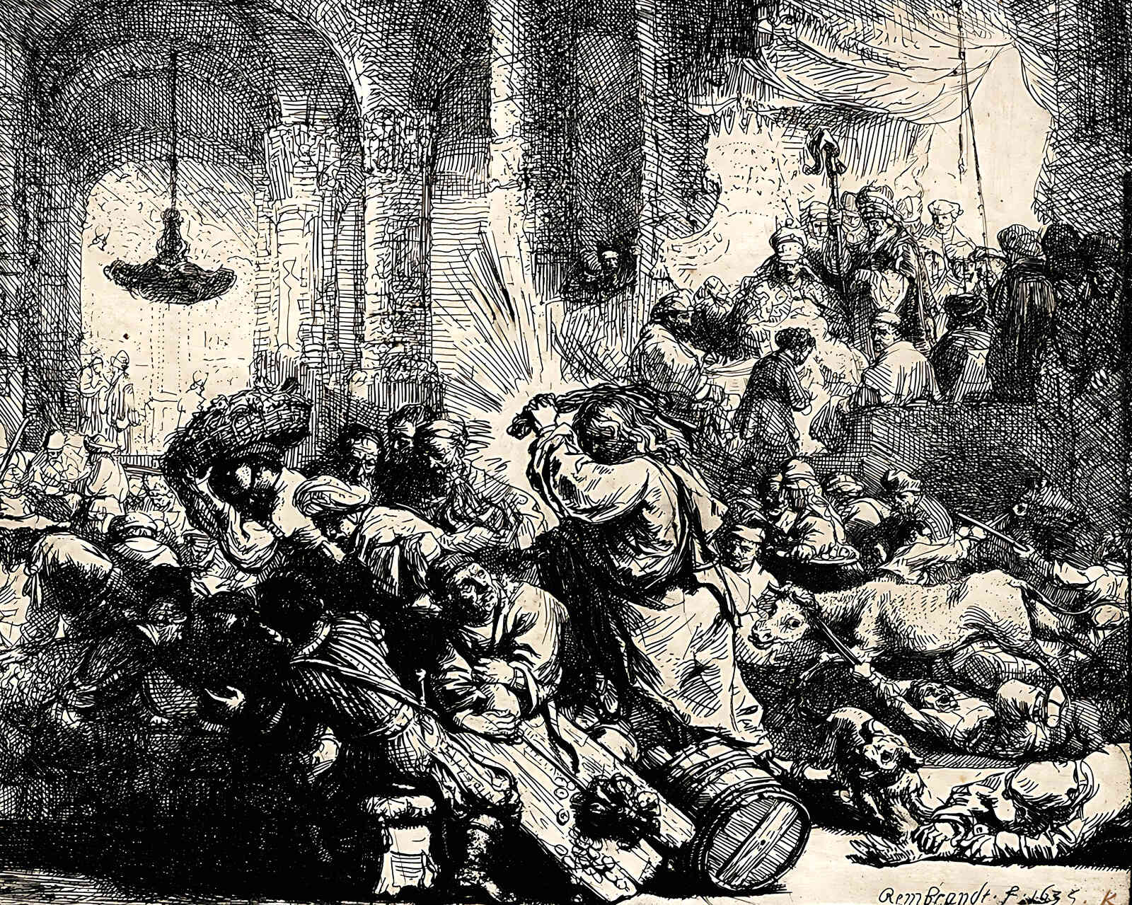 Christ Driving the Moneychangers from the Temple by Rembrandt 8x10" Art Print