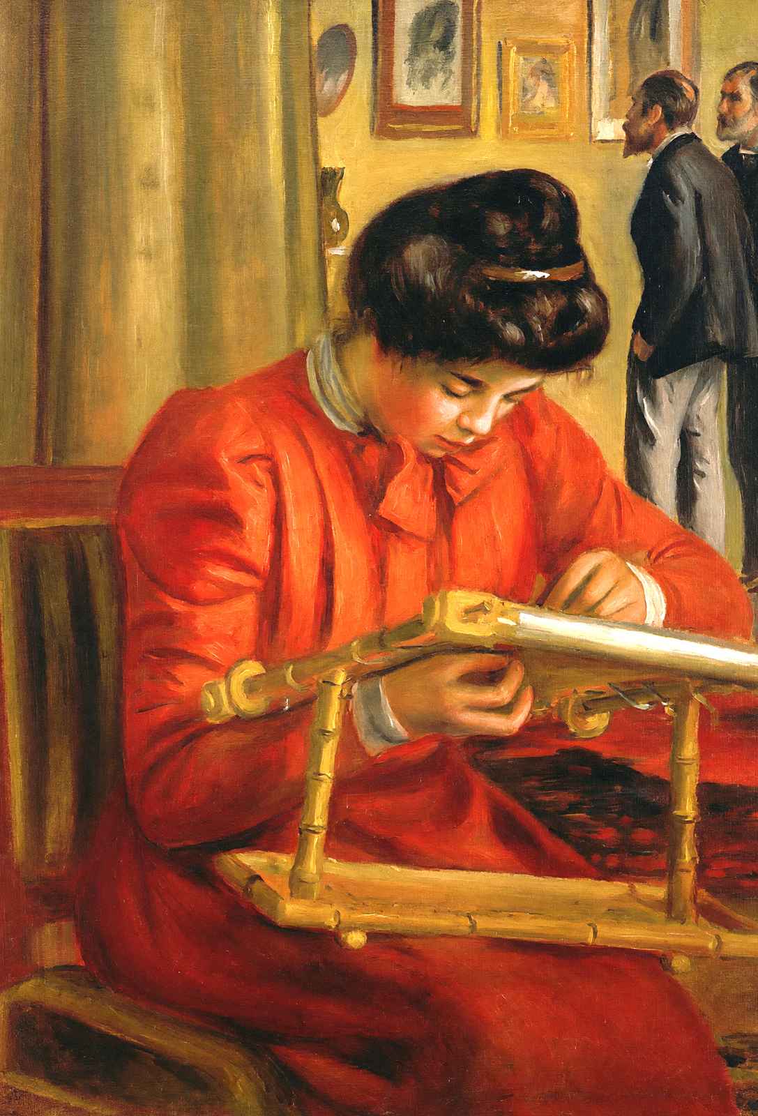 Christine Lerolle Embroidering 1897 by Pierre-Auguste Renoir Art Print (6 Sizes)