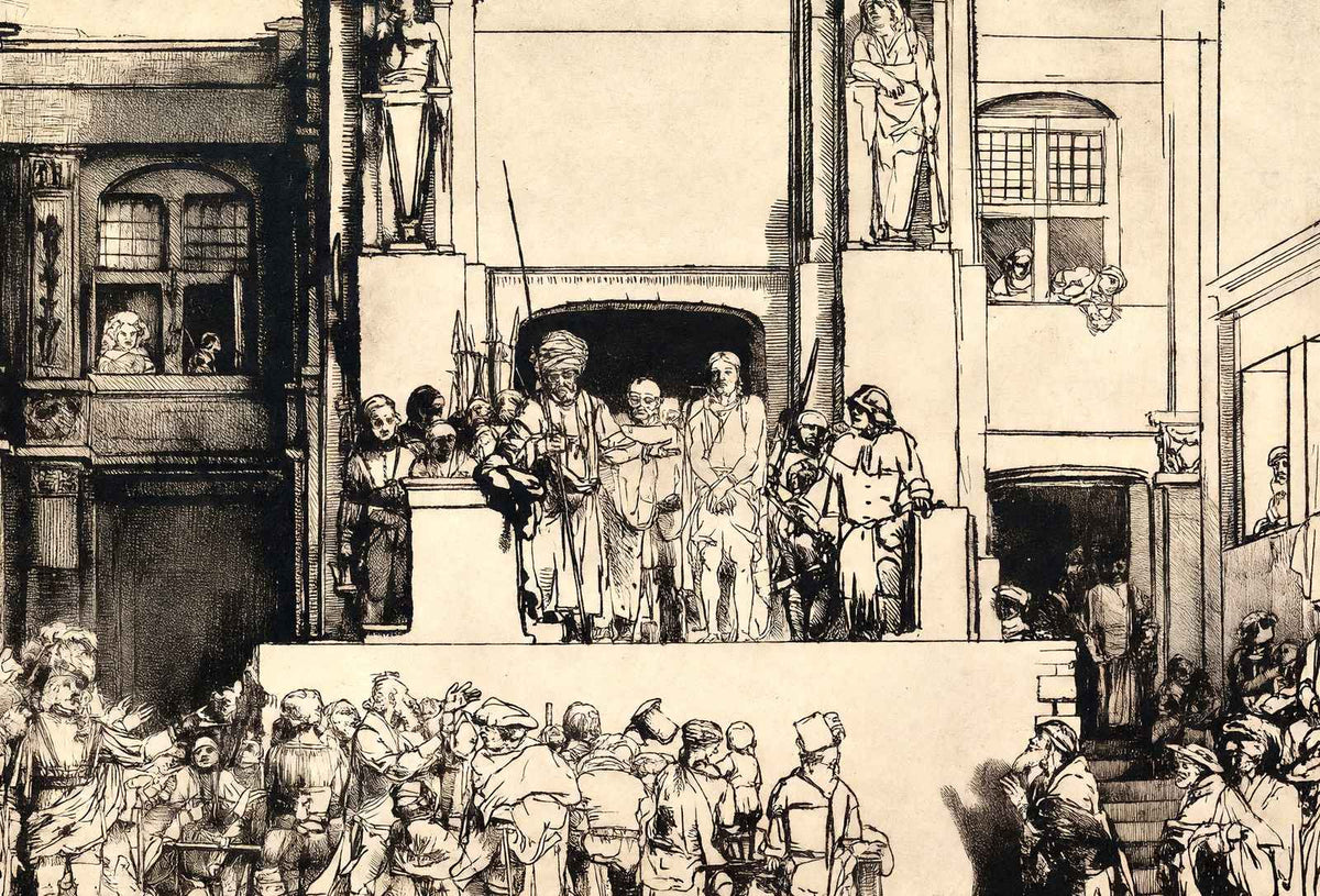 Christ Presented to the People 1655 Drawing by Rembrandt Art Print (6 Sizes)