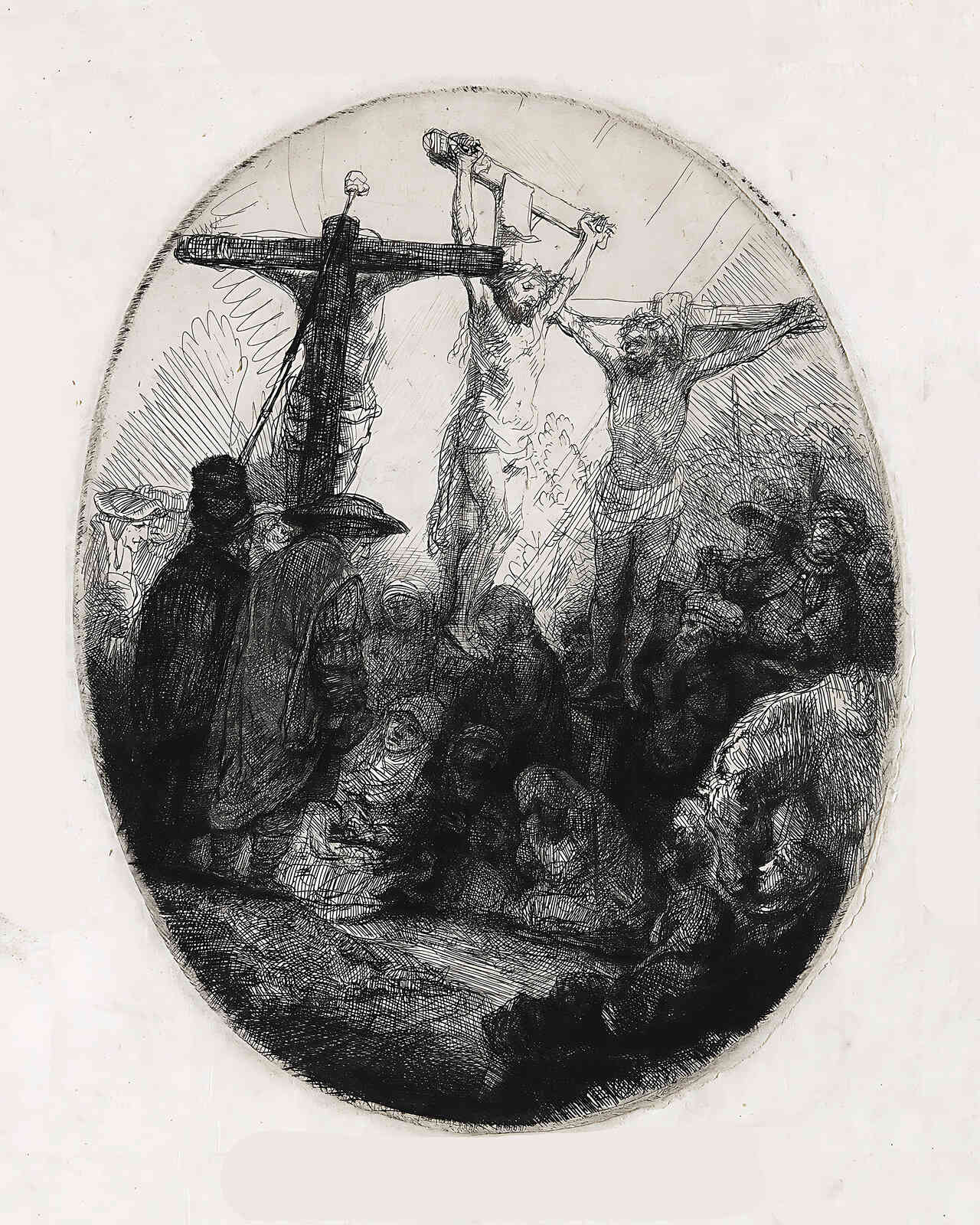 Christ Crucified Between the Two Thieves an Oval Plate 8x10" Print - Acid Free