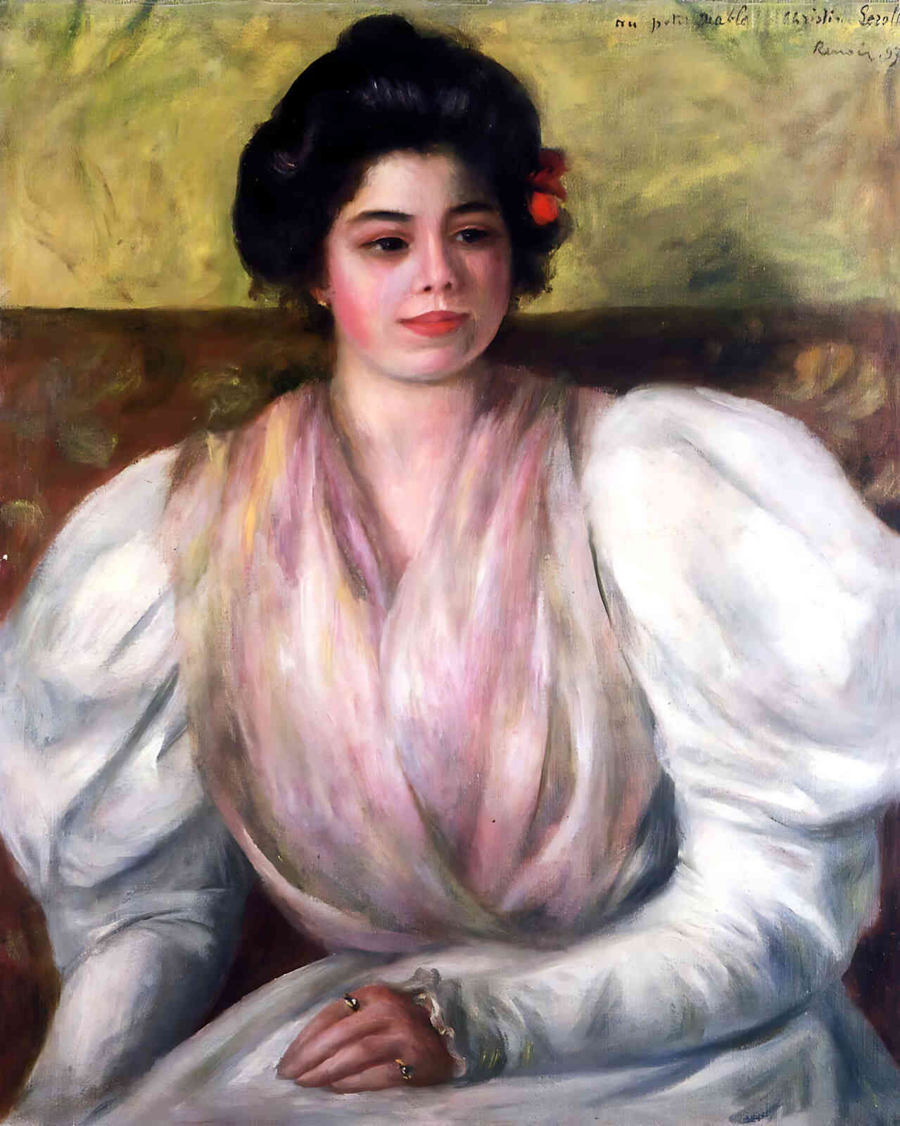 Christine Lerolle Painting by Pierre-Auguste Renoir 8x10" Art Print - Restored