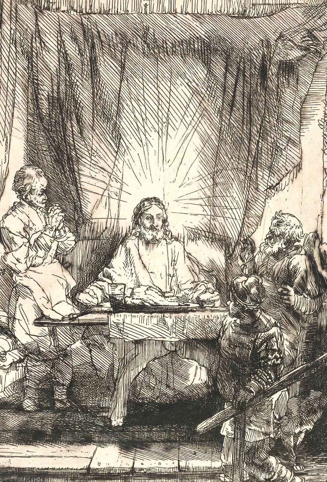 Christ at Emmaus Art Print 1654 Painting by Rembrandt (6 Sizes) - Premium Print