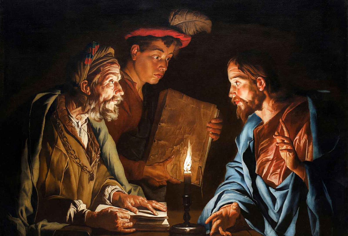 Christ and Nicodemus Fine Art Print Painting by Matthias Stom (6 Sizes) - Jesus