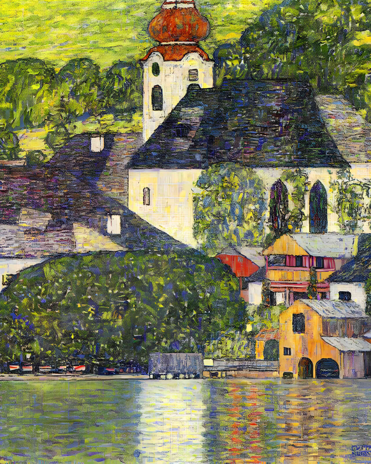 Church in Unterach on the Attersee 1916 Painting by Gustav Klimt 8x10" Art Print