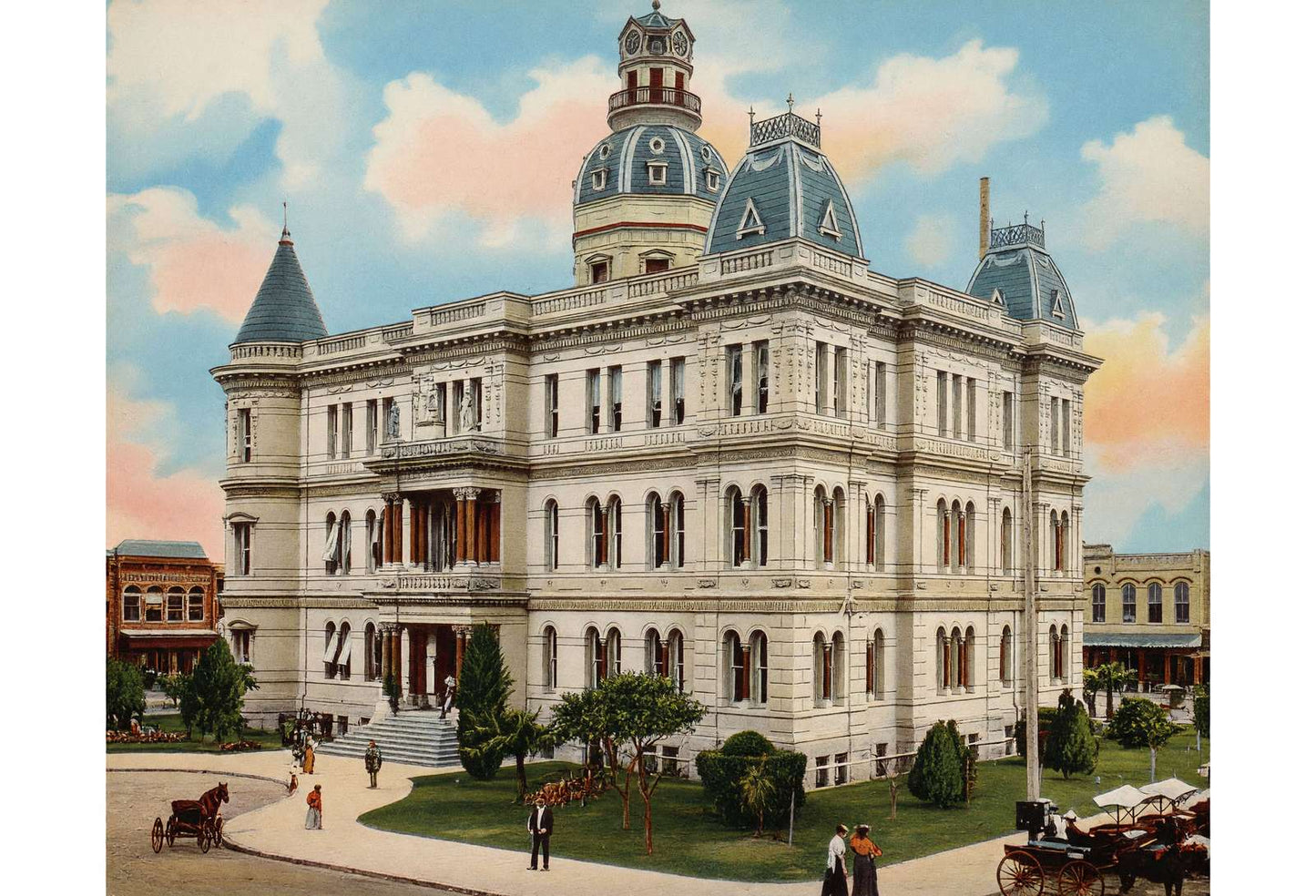 City Hall San Antonio in 1905 Vintage Print (7 Sizes) - Restored