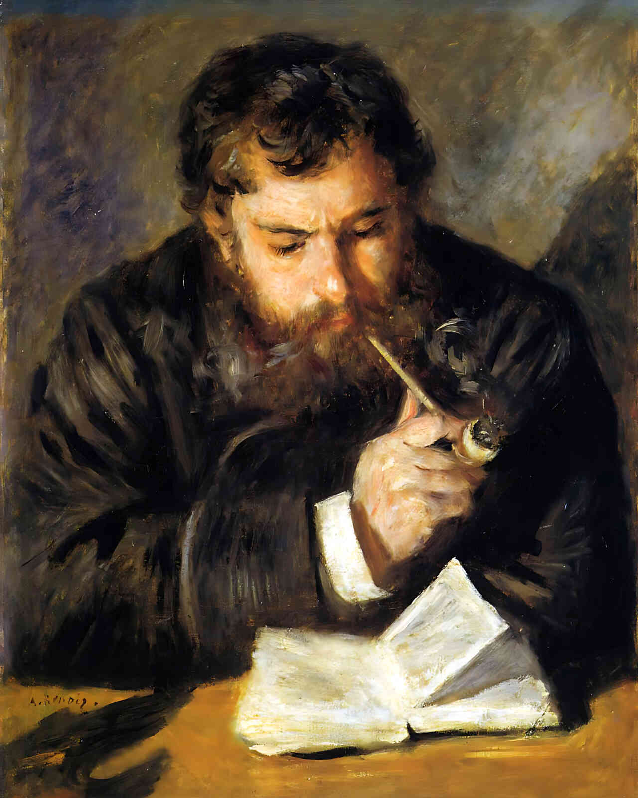 Claude Monet (the Reader) Painting by Pierre-Auguste Renoir 8x10" Art Print