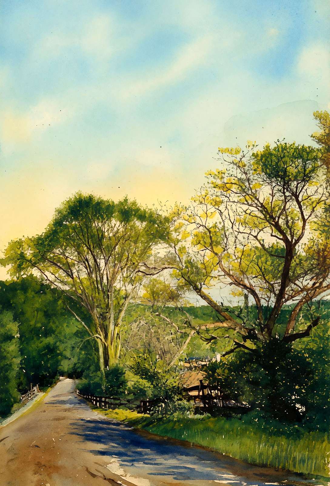 Red Water Brook Road Claremont NH in 1908 Art Print (7 Sizes) - Reproduction