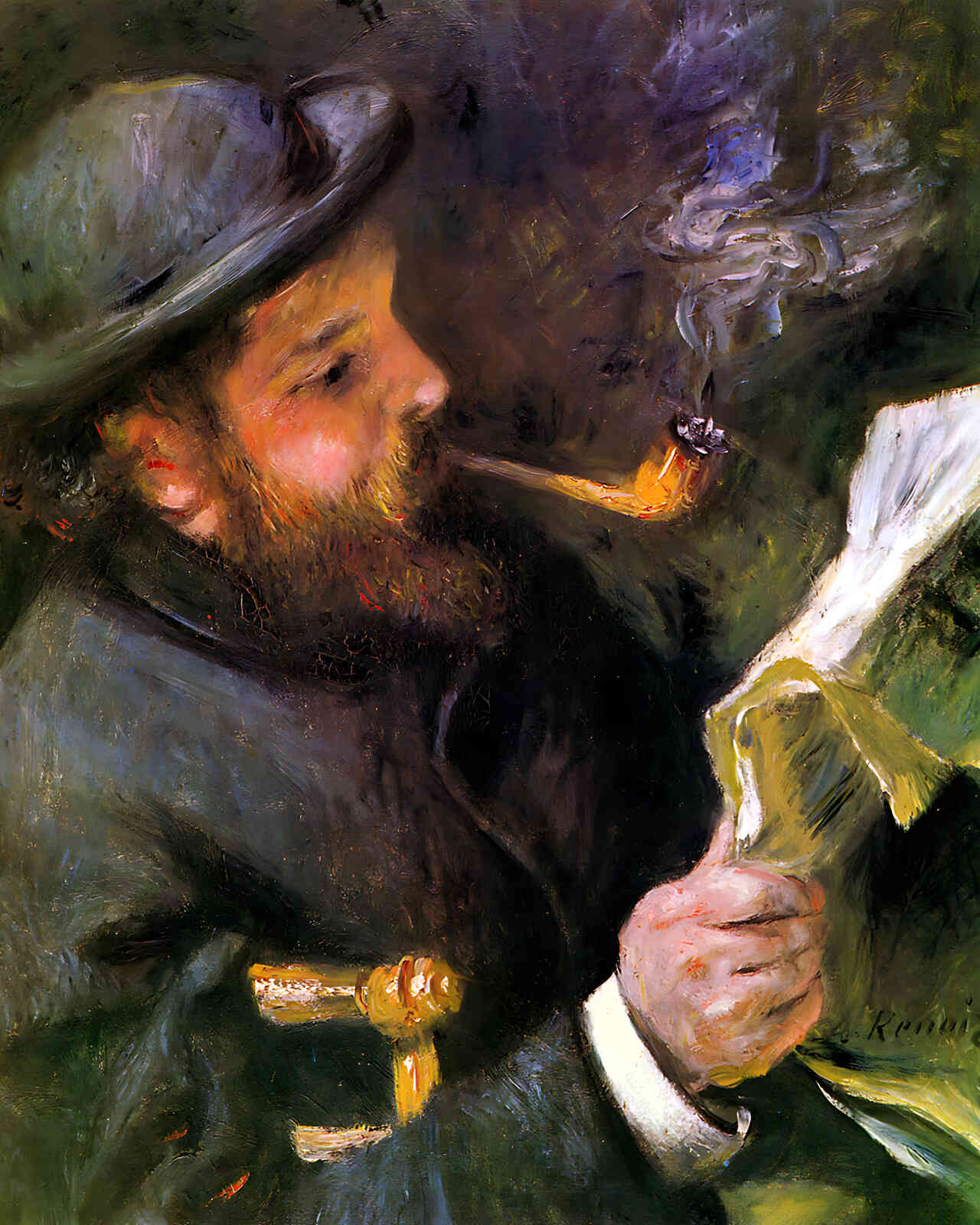 Claude Monet Reading Painting by Pierre-Auguste Renoir 8x10" Art Print