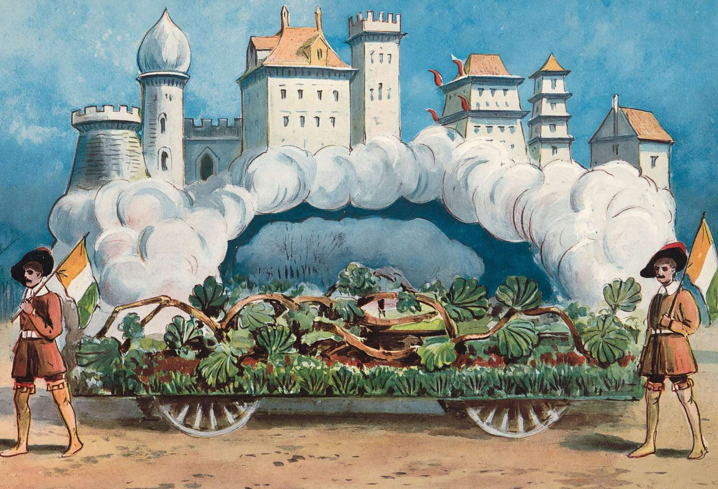Cloud Castle Float Houston Carnival 1907 Vintage Print (7 Sizes) - Reproduction