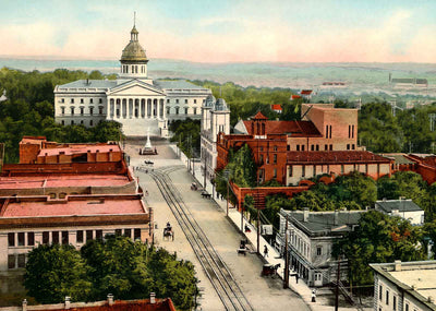 Main Street Looking South to Capitol Columbia in 1908 Vintage Print (7 Sizes)