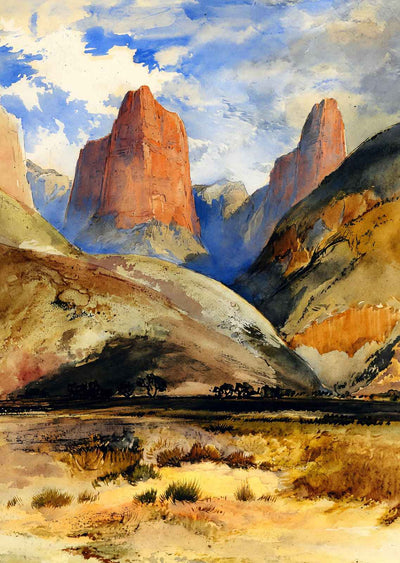 Colburn's Butte, South Utah Painting by Thomas Moran Art Print (6 Sizes)