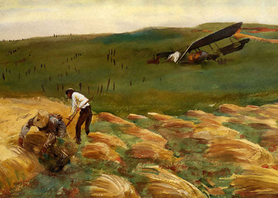Crashed Aeroplane Fine Art Print 1918 Painting by John Singer Sargent (6 Sizes)