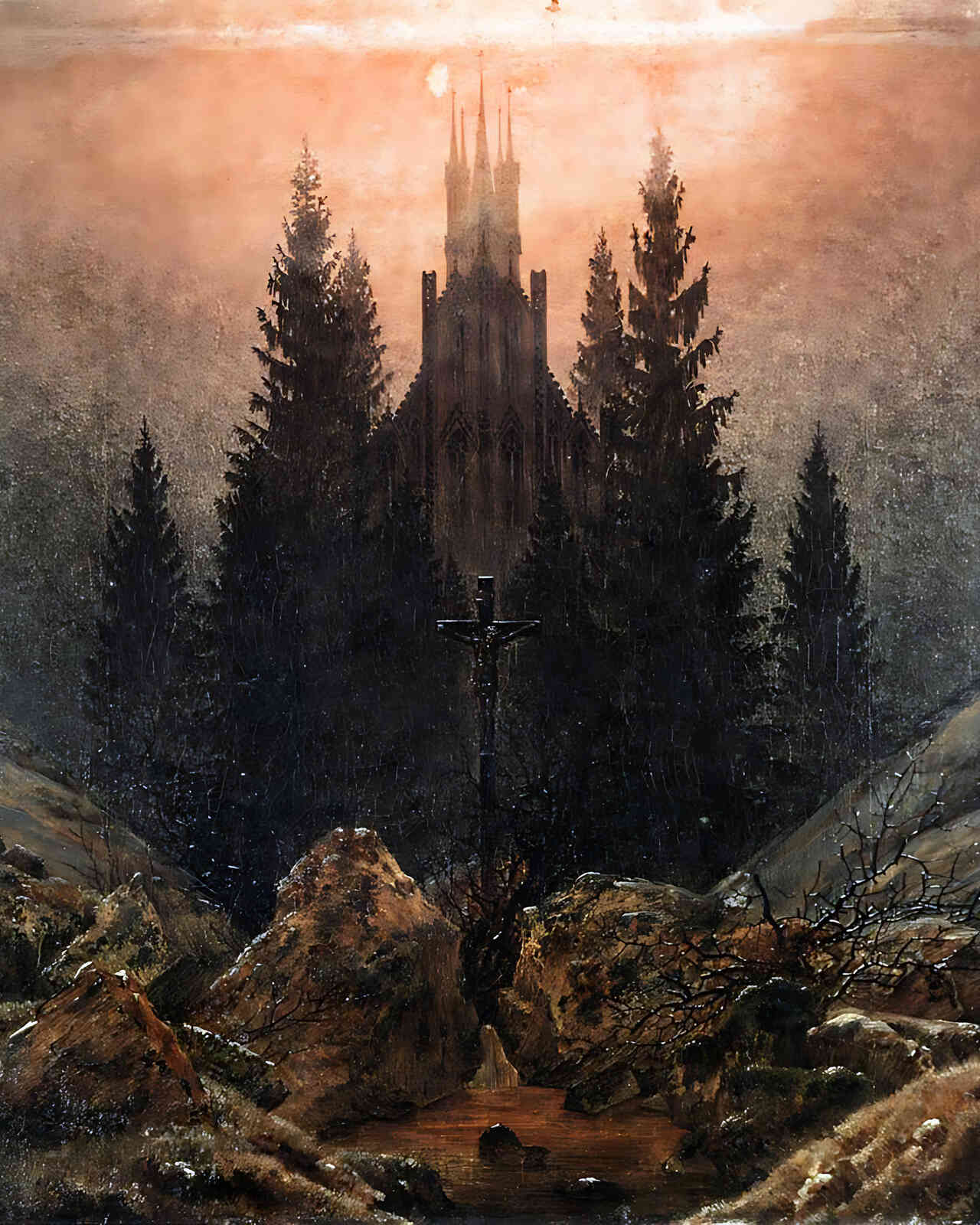 Cross and Church in the Mountains by Caspar David Friedrich 8x10" Art Print