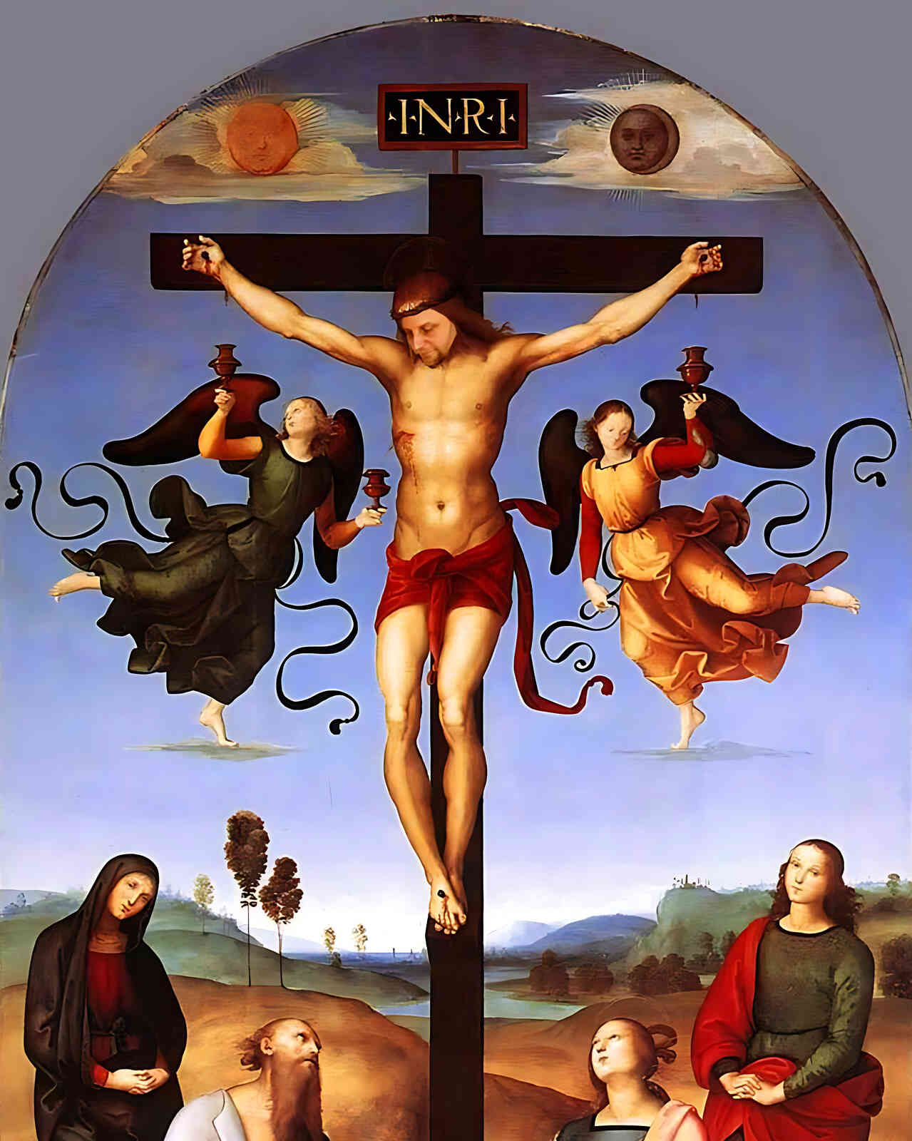 Crucifixion Painting by Raphael 8x10" Art Print - Restored