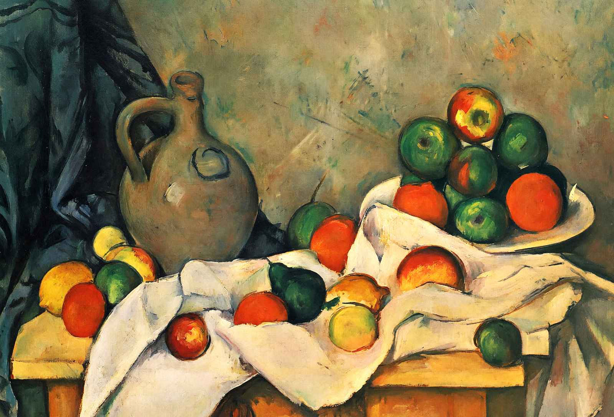 Curtain, Jug and Fruit 1894 Painting by Paul Cezanne Fine Art Print (6 Sizes)