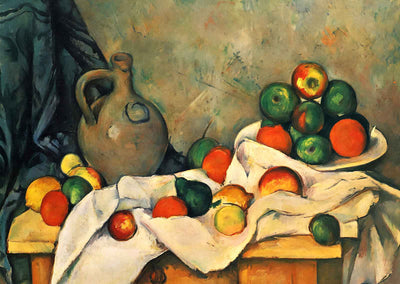Curtain, Jug and Fruit 1894 Painting by Paul Cezanne Fine Art Print (6 Sizes)