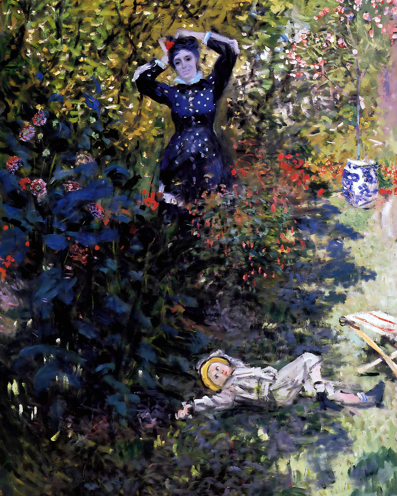 Camille and Jean Monet in the Garden at Argenteuil Painting by Claude Monet 8x10" Art Print