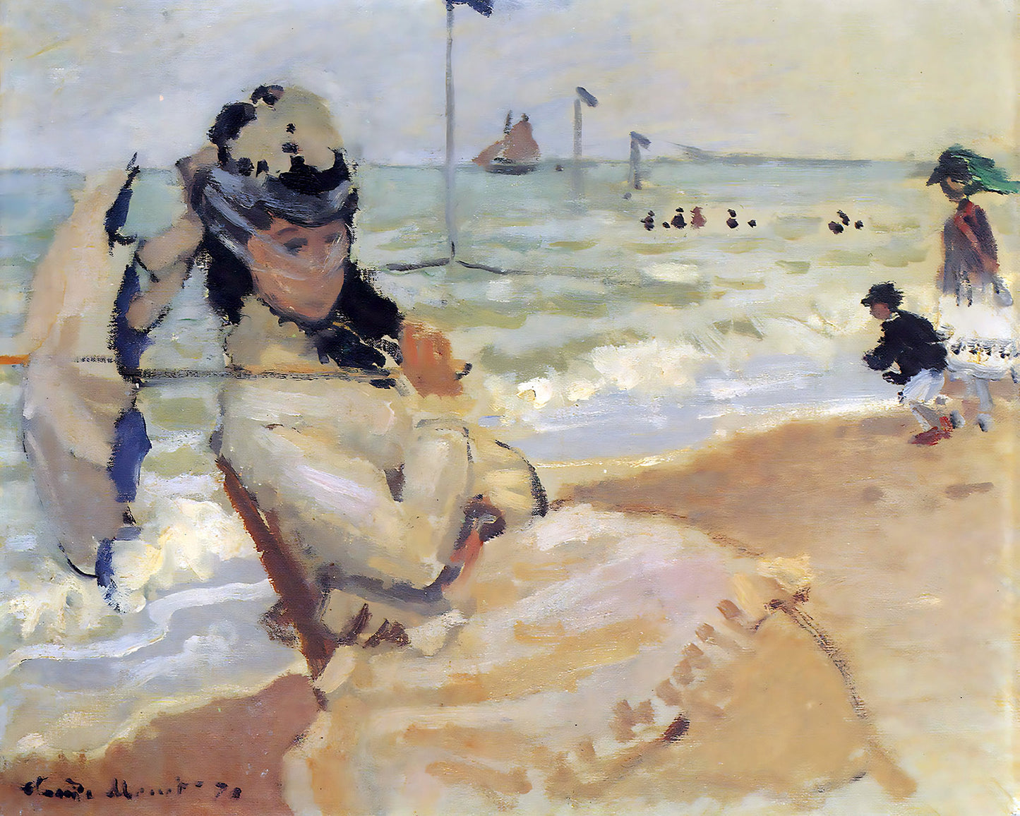 Camille on the Beach at Trouville Painting by Claude Monet 8x10" Art Print