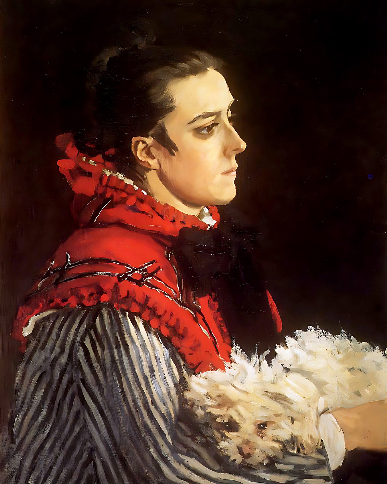 Camille with a Small Dog Painting by Claude Monet 8x10" Art Print