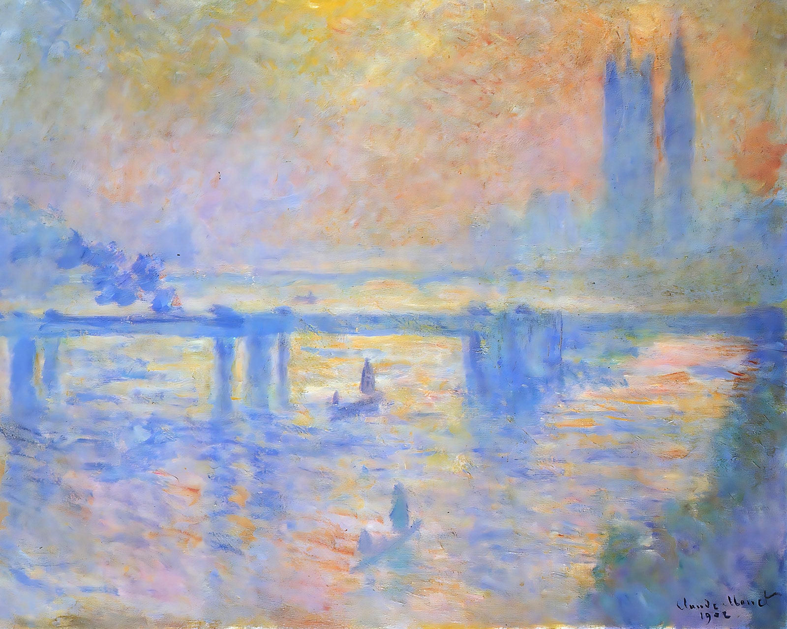 Charing Cross Bridge (1902) Painting by Claude Monet 8x10" Art Print