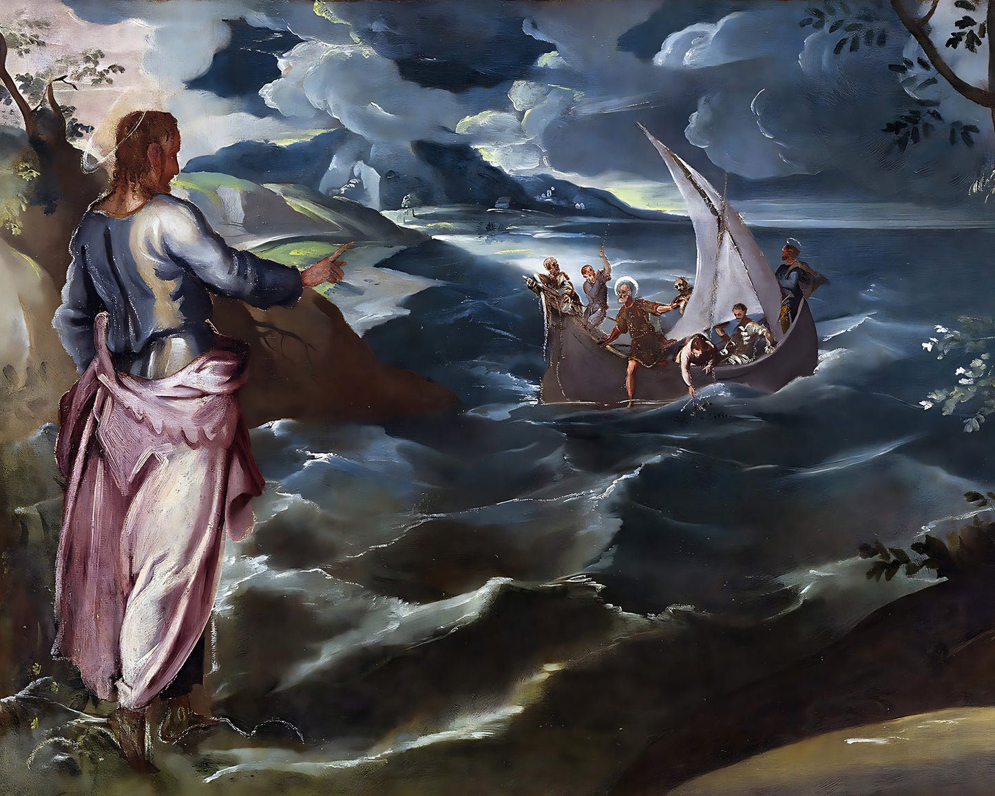Christ at the Sea of Galilee Painting by Jacopo Tintoretto 8x10" Art Print
