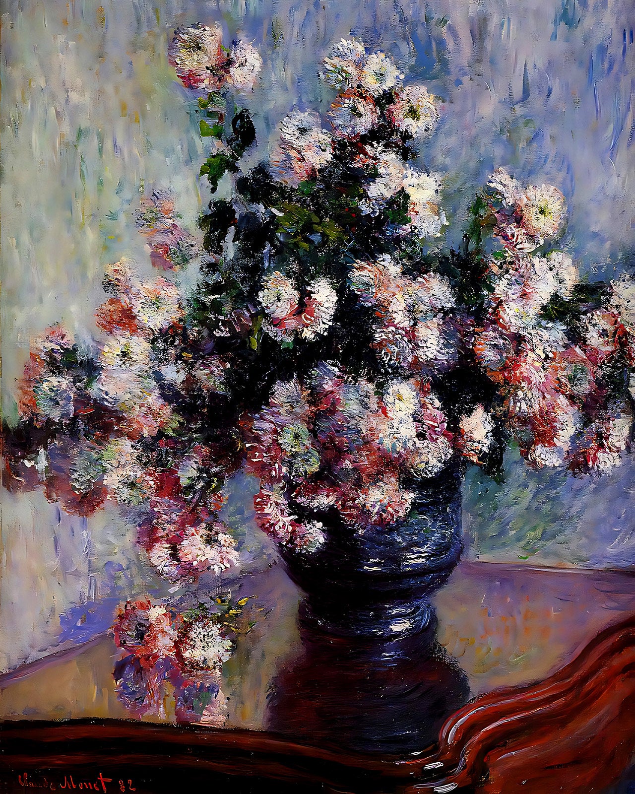 Chrysanthemums Painting by Claude Monet 8x10" Art Print