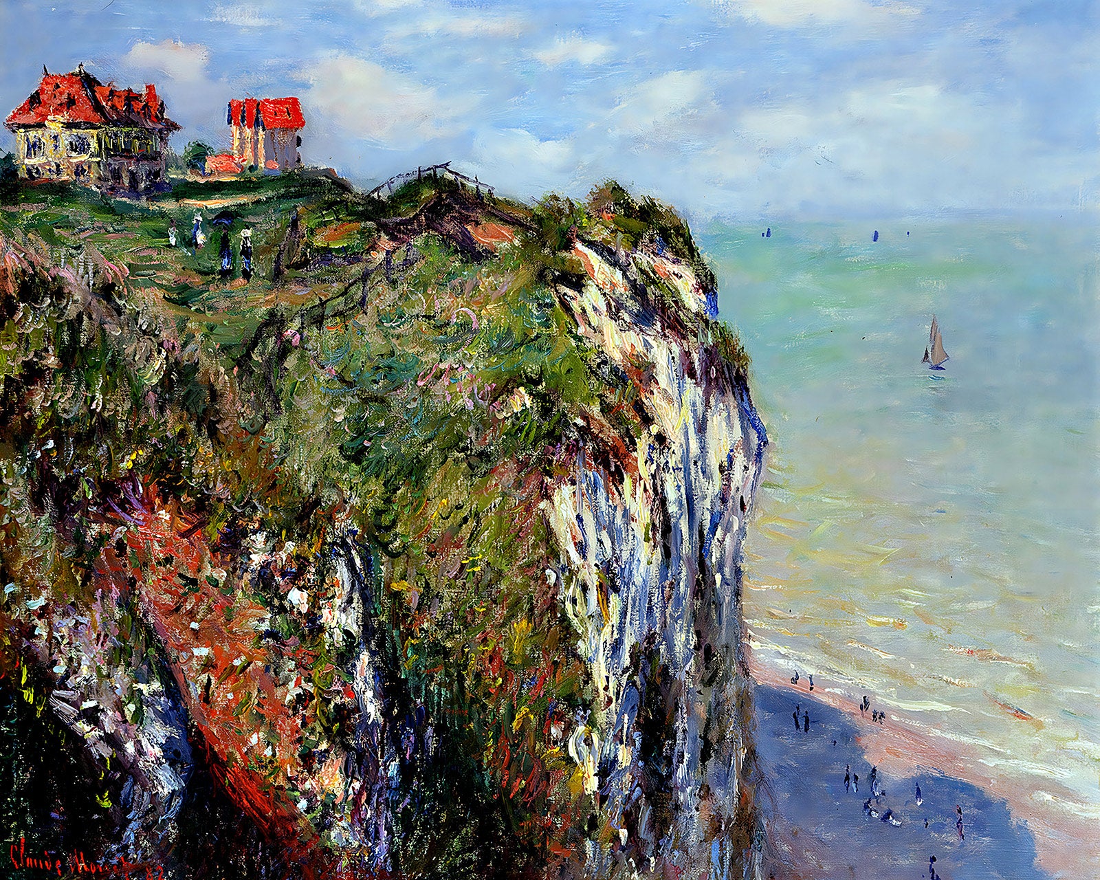 Cliff at Dieppe Painting by Claude Monet 8x10" Art Print