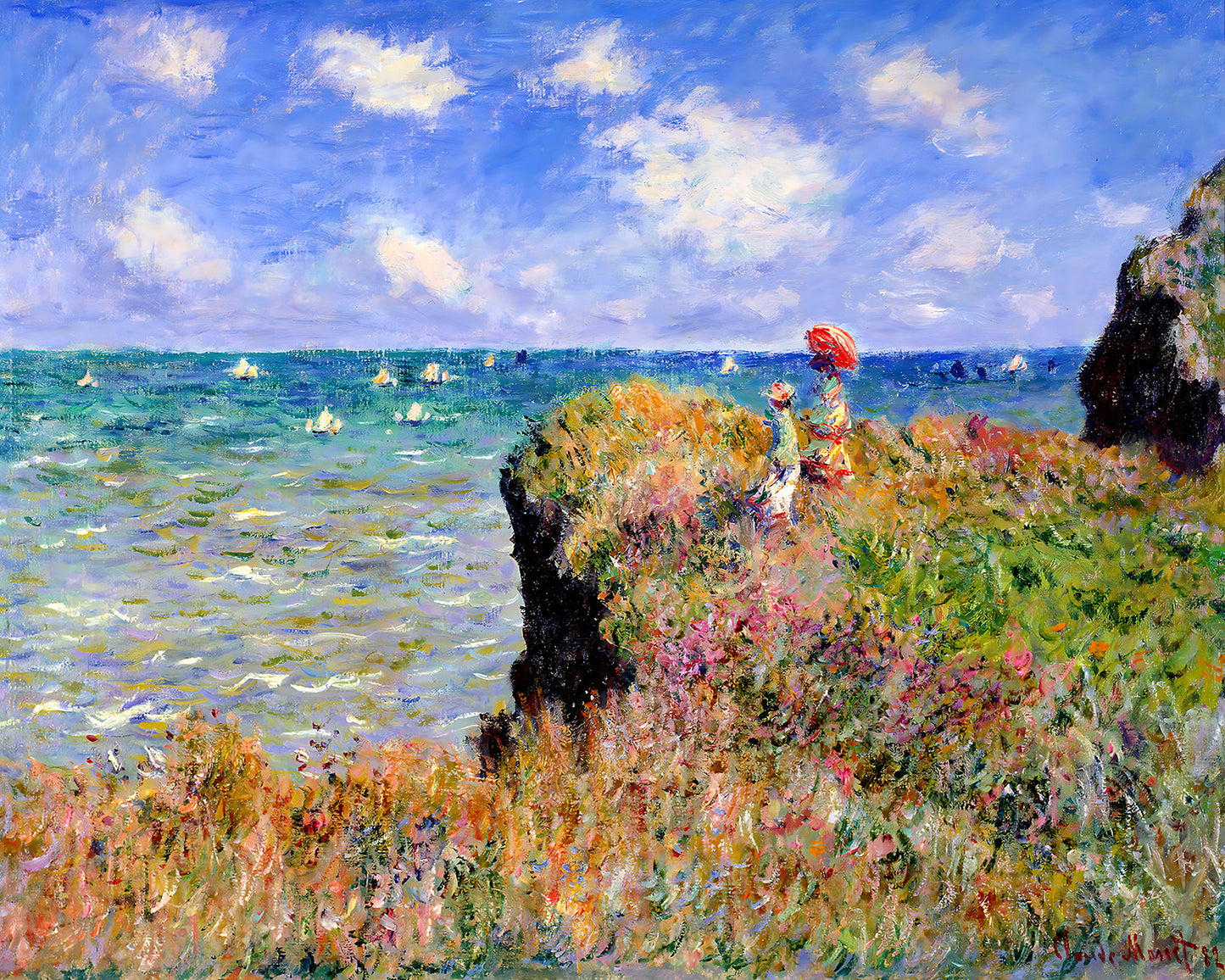 Clifftop Walk at Pourville Painting by Claude Monet 8x10" Art Print