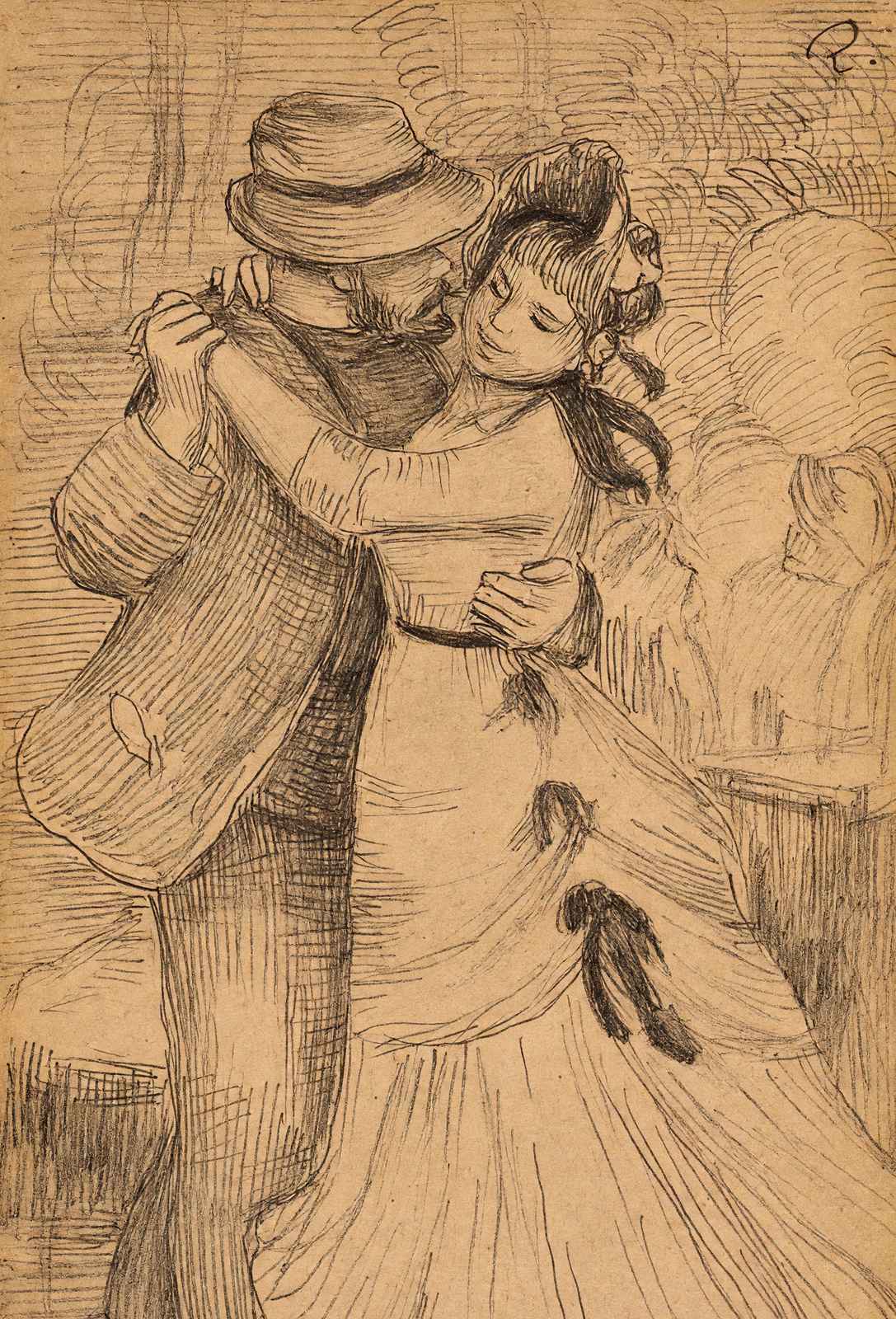 Dance in the Country Art Print 1883 Drawing by Pierre-Auguste Renoir (6 Sizes)