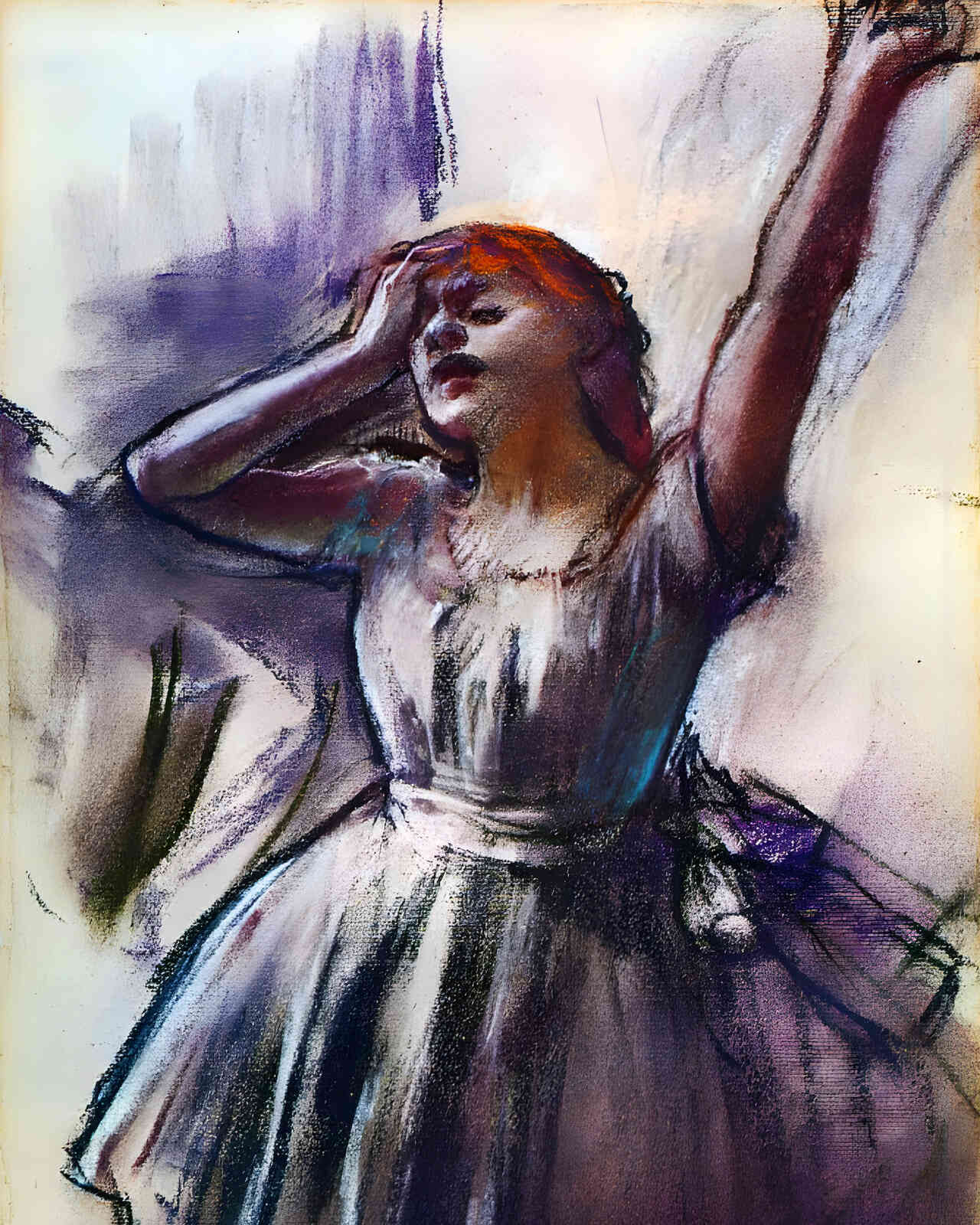 Dancer with Left Arm Raised 1887 Painting by Edgar Degas 8x10" Art Print