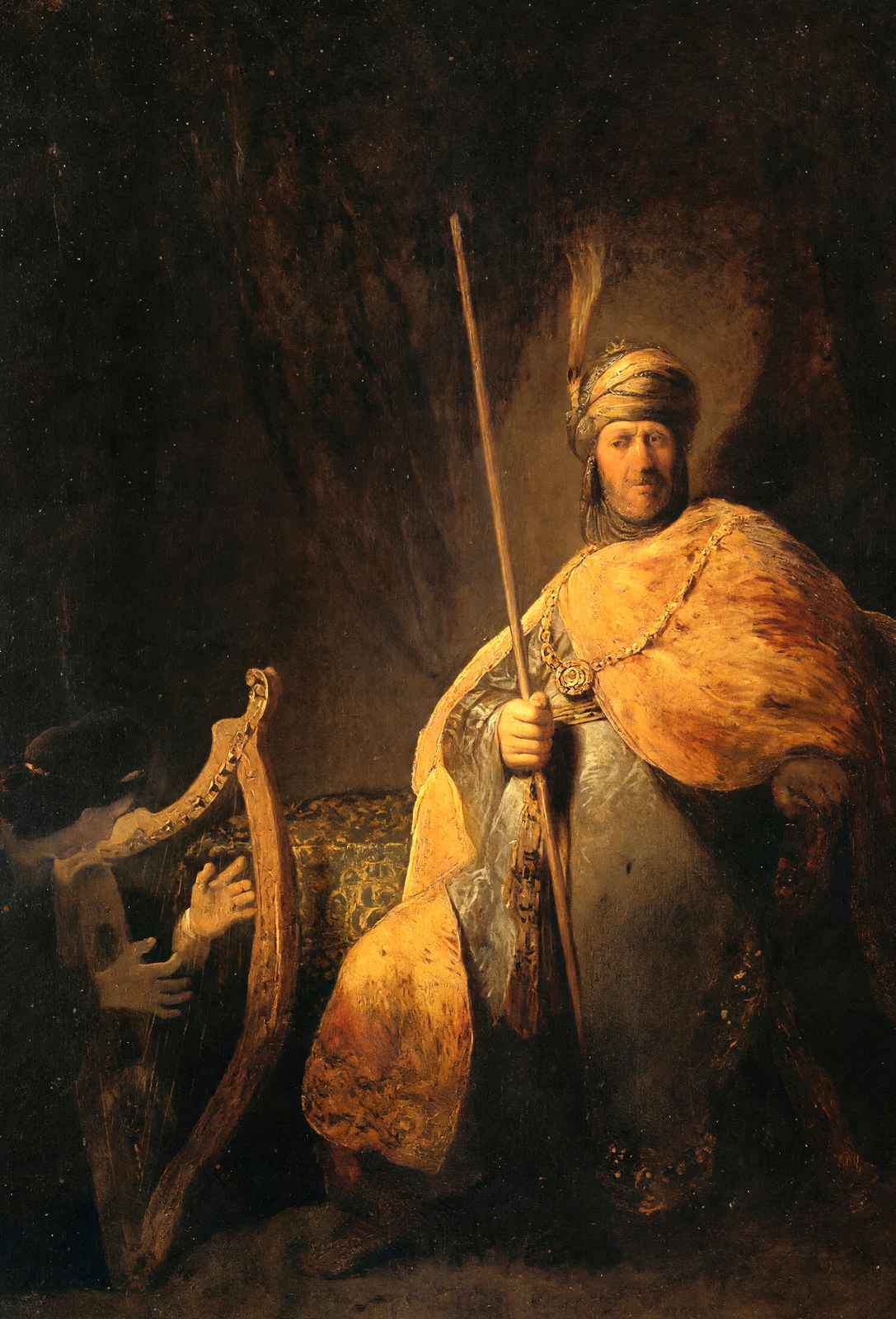 David Playing the Harp to Saul 1629 Painting by Rembrandt Art Print (6 Sizes)