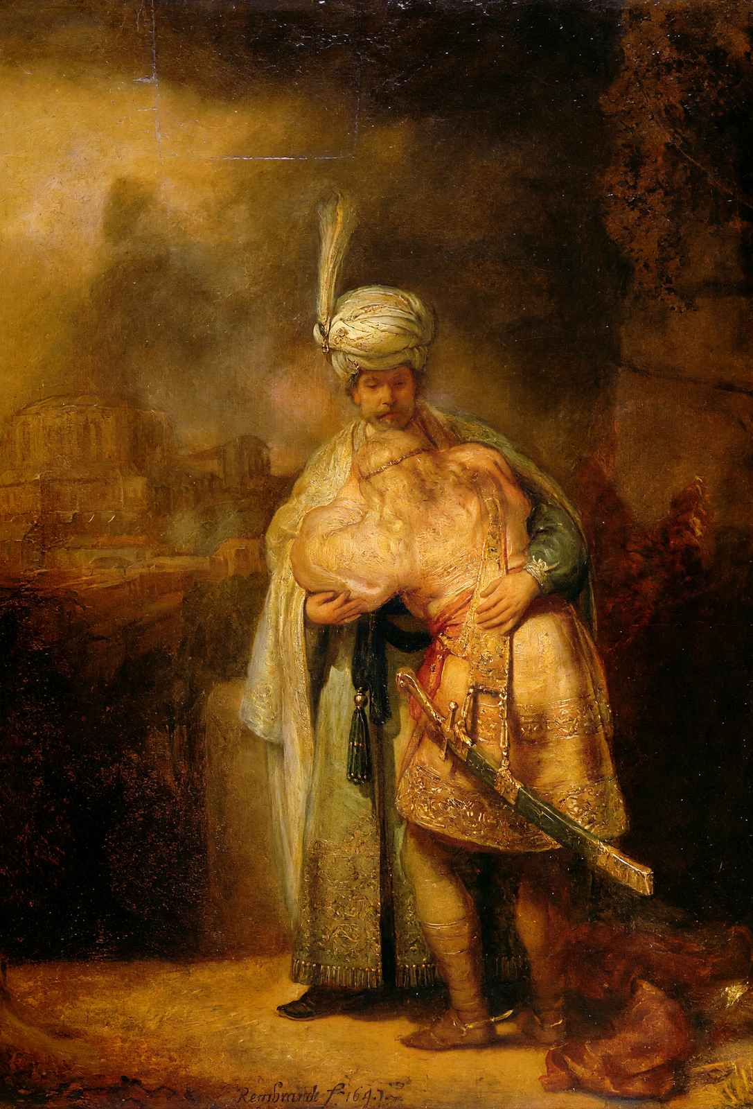 David and Jonathan 1642 Painting by Rembrandt Art Print (6 Sizes) - Restored