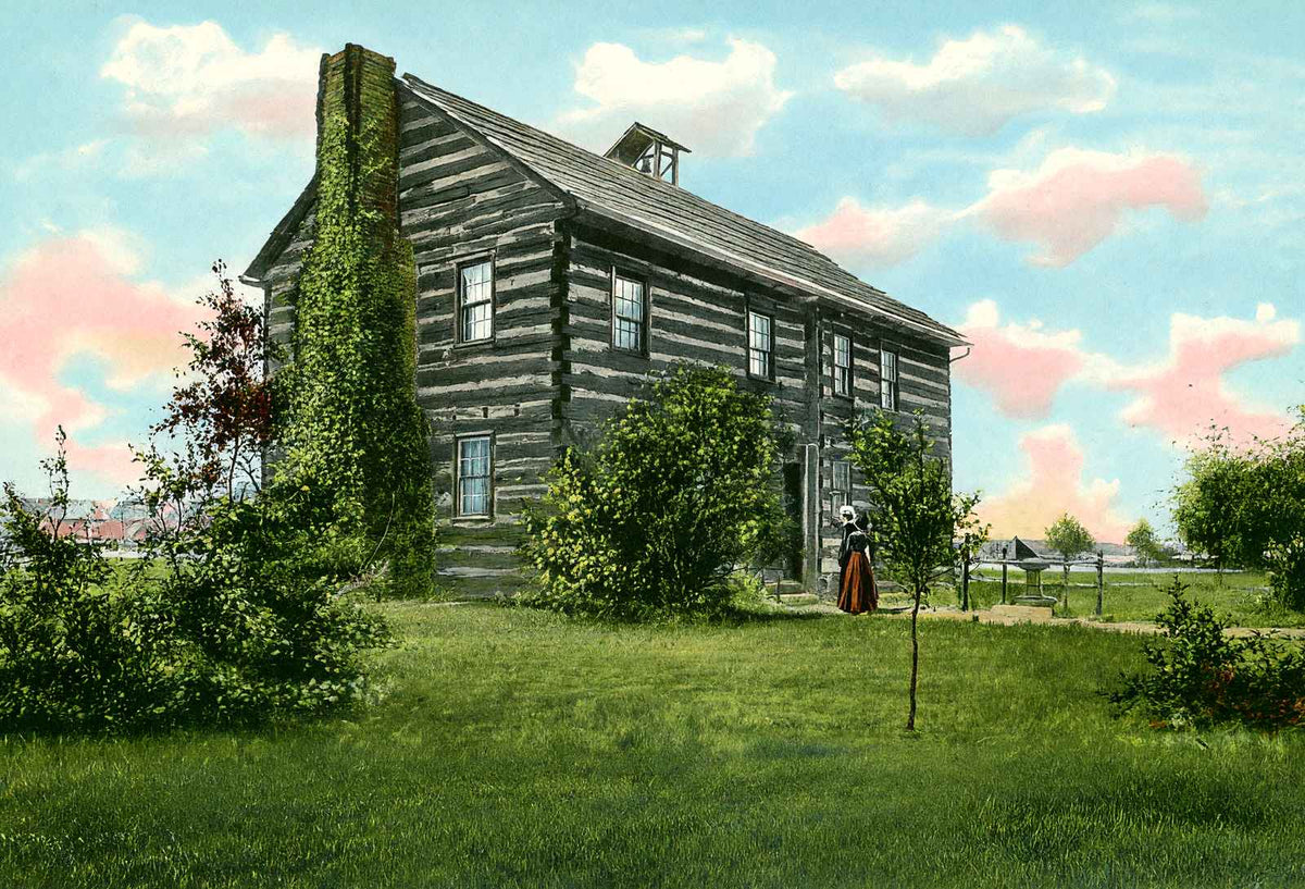Dayton's Oldest House, Log Cabin Built 1796, 1906 Vintage Print (7 Sizes)