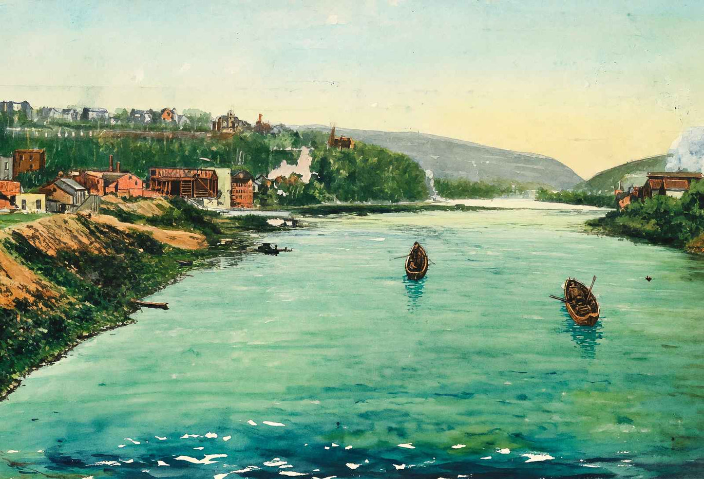 Delaware River Easton PA in 1908 Art Print (7 Sizes) - Premium Quality