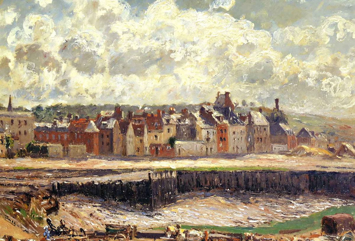 Dieppe, Dunquesne Basin, Sunlight Effect, Morning, Low Tide 1902 Print (6 Sizes)