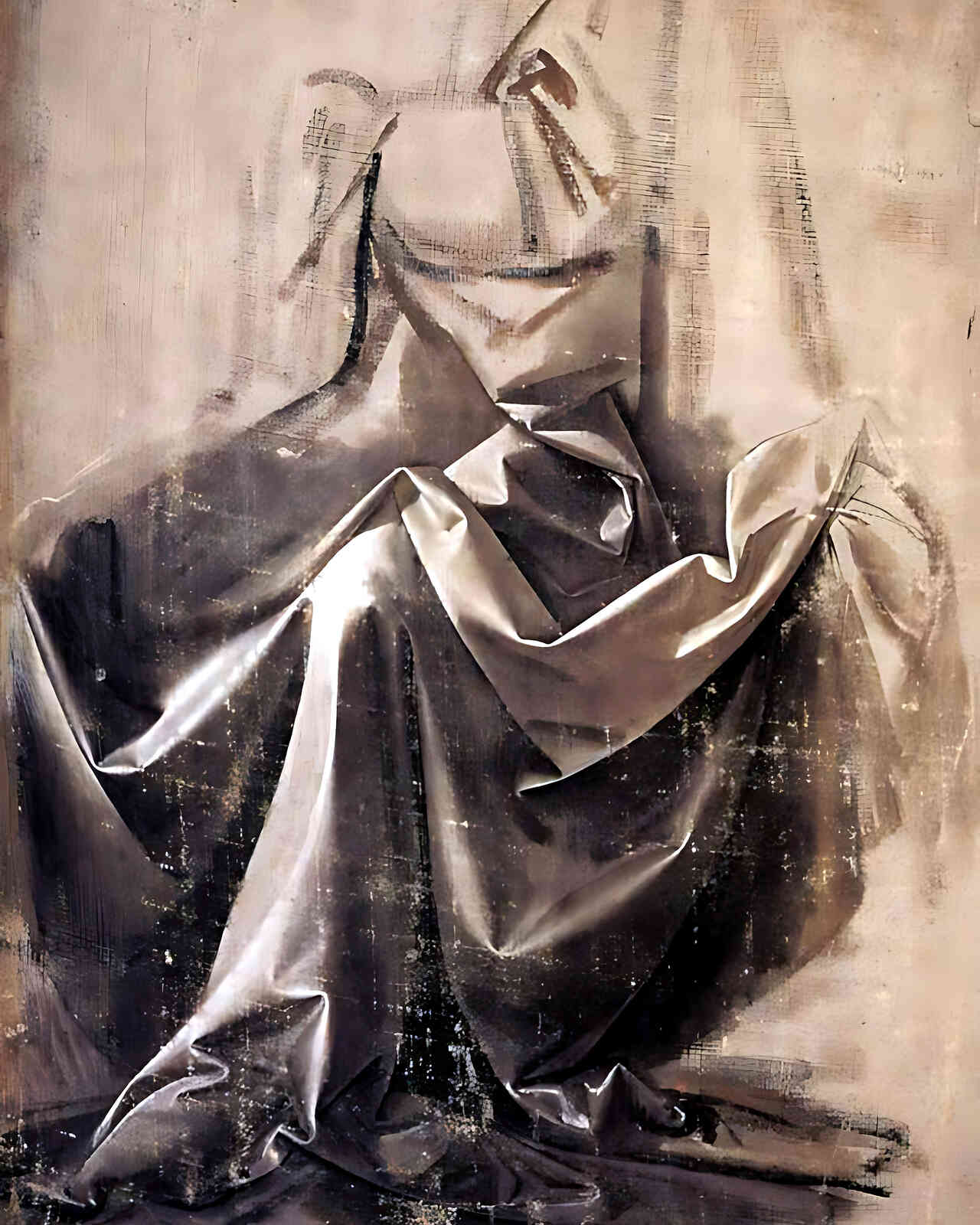Drapery for a Seated Figure Painting by Leonardo da Vinci 8x10" Art Print