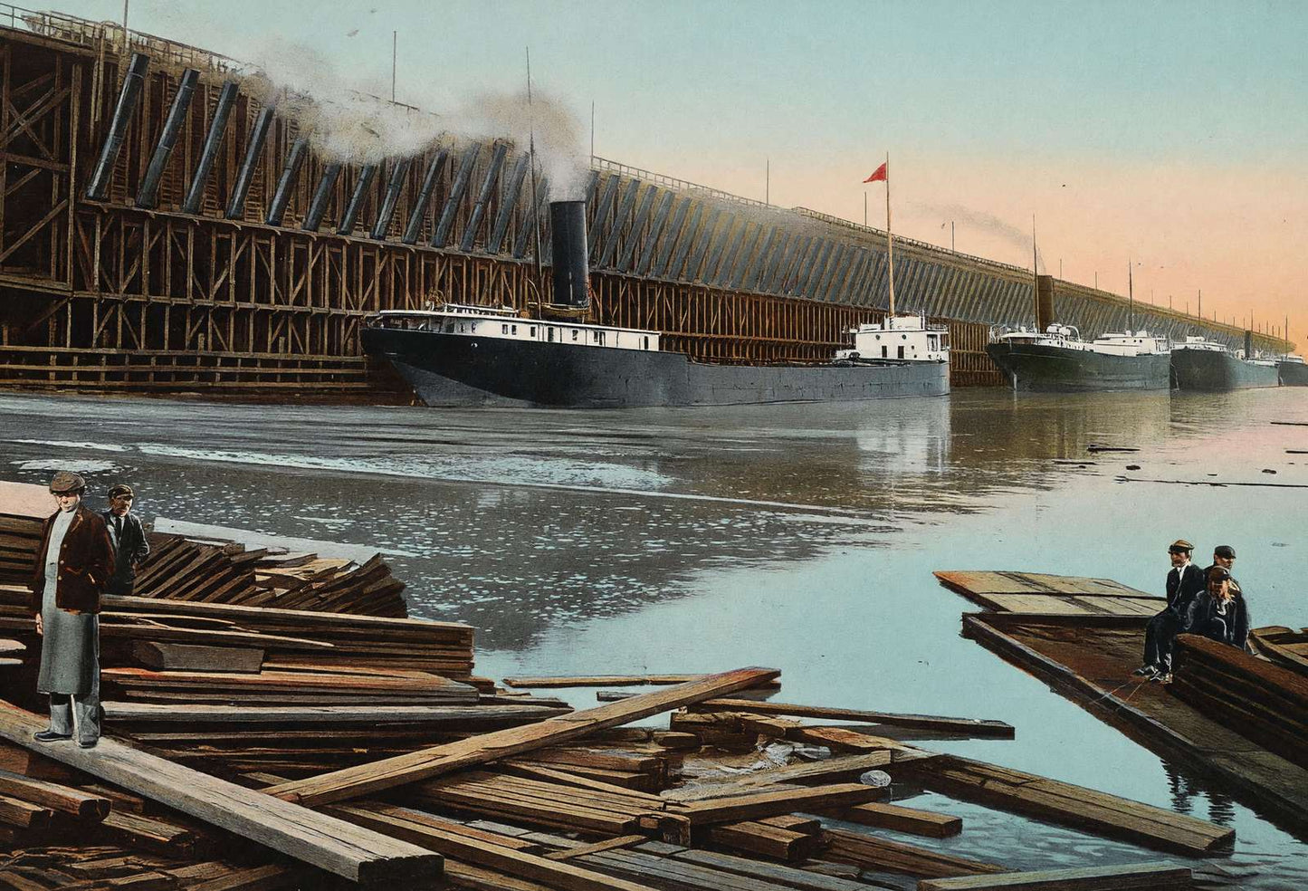 New Mesabe or Dock Duluth in 1907 Vintage Print (7 Sizes) - High Quality