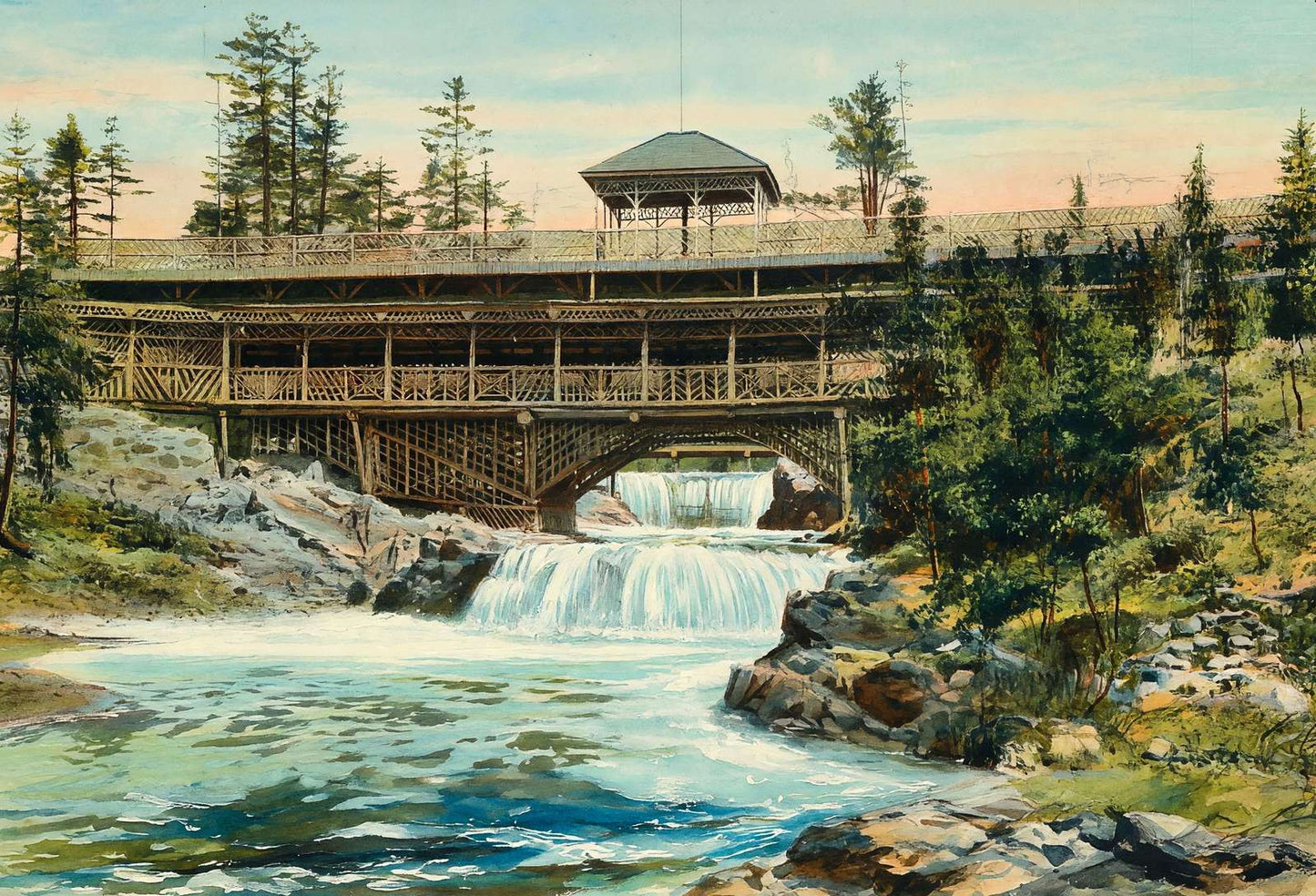 Rustic Bridge Lester Park Duluth in 1907 Art Print (7 Sizes) - Reproduction