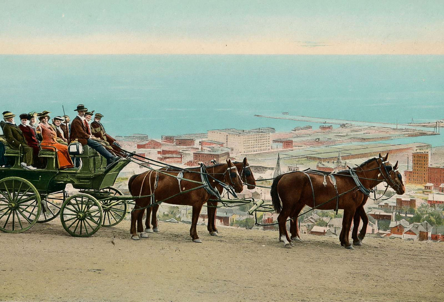 Viewing the Lake from the Boulevard Duluth in 1907 Vintage Print (7 Sizes)