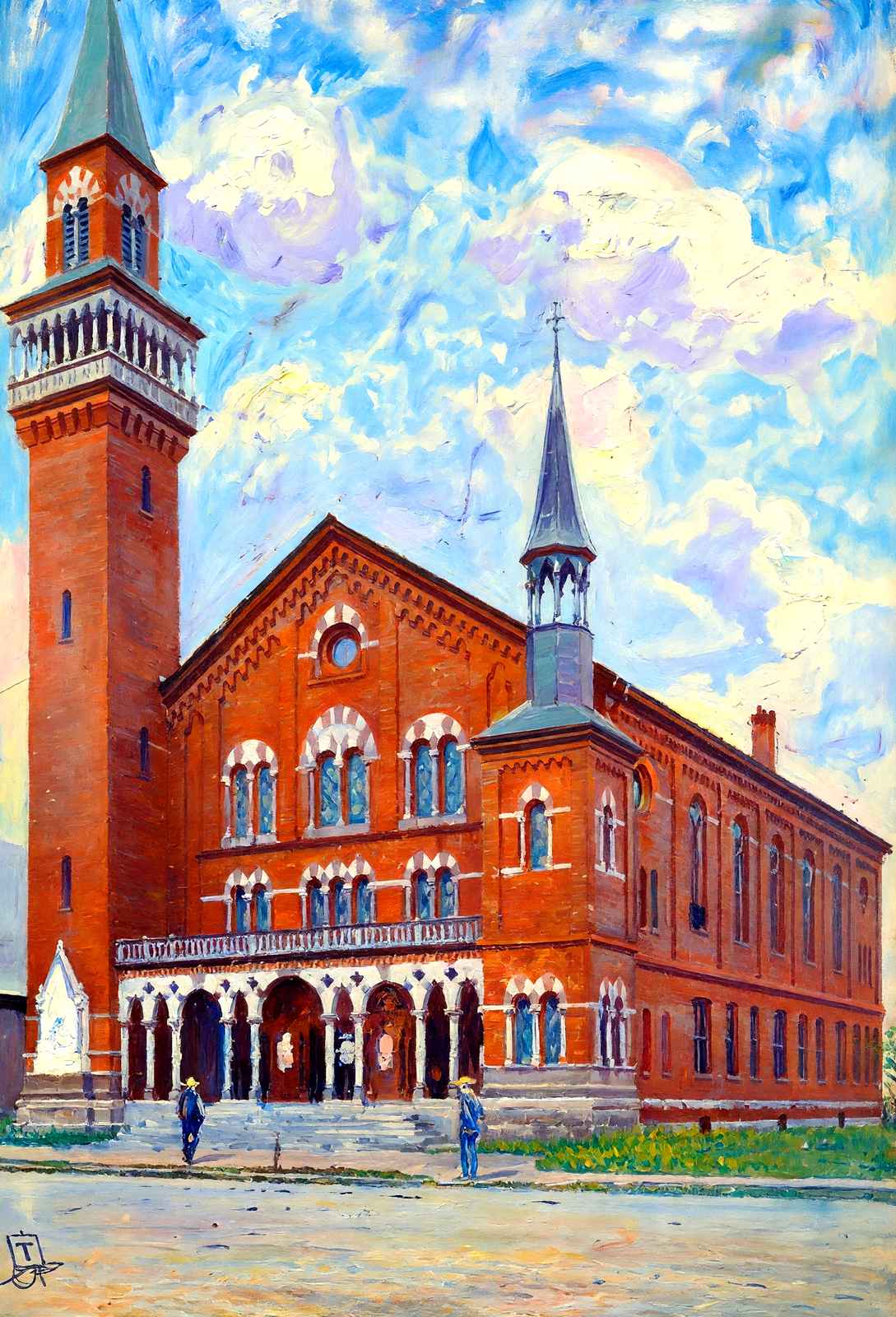 Town Hall, Easthampton, Massachusetts in 1908 Art Print (7 Sizes)