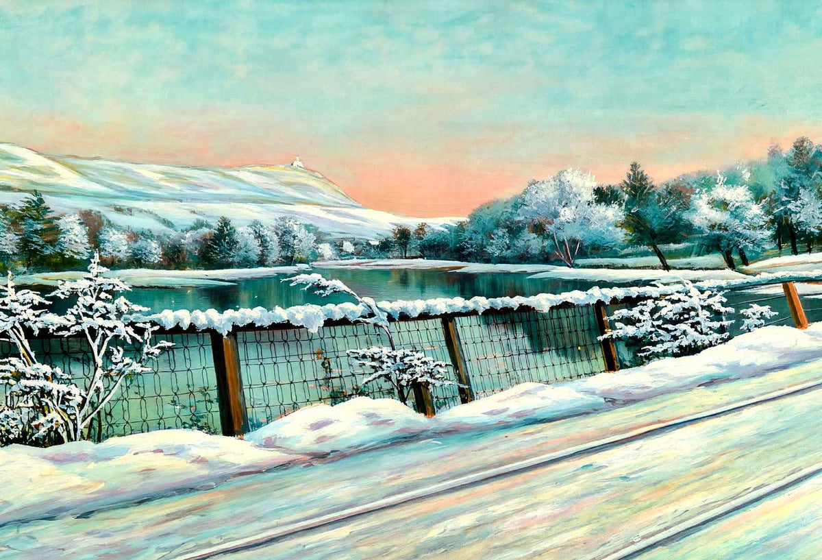 Mt Tom and Nashawannuck Pond in Winter, Easthampton, MA in 1908 Art Print
