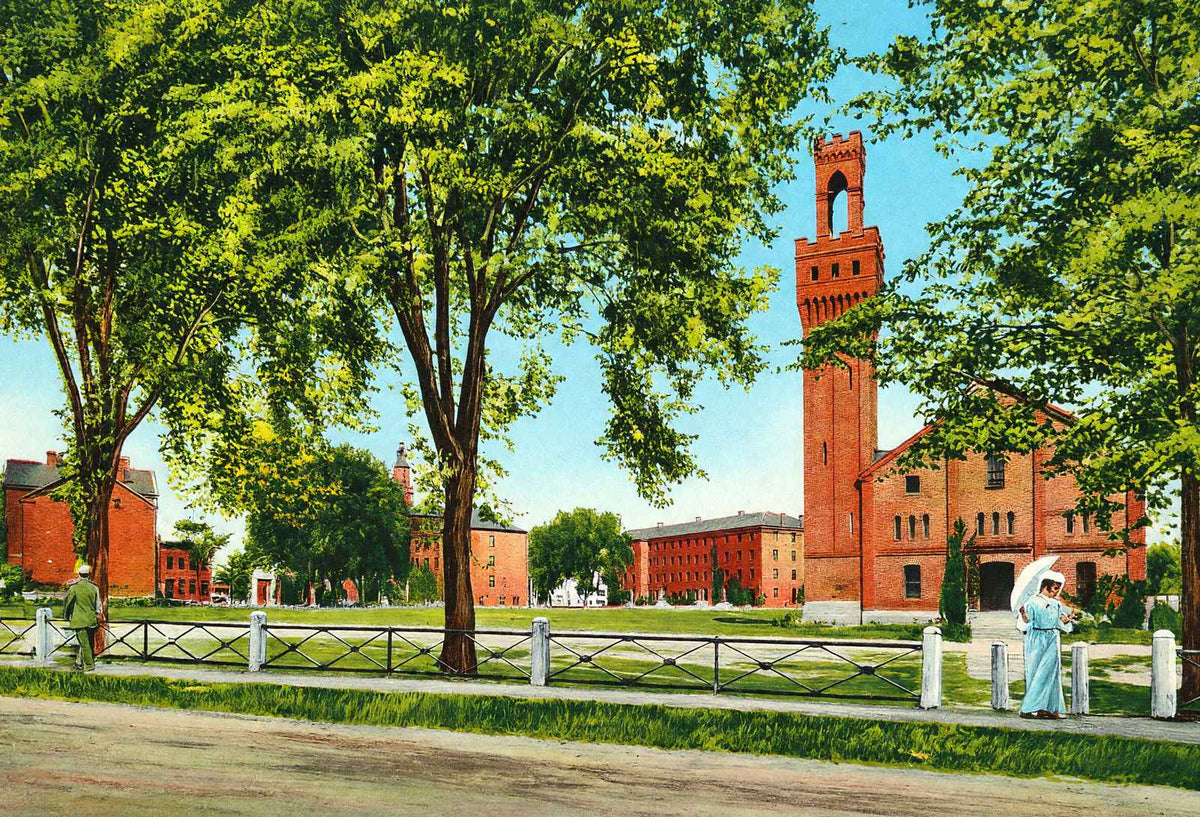 Rear View of Campus Williston Seminary, Easthampton, MA in 1908 Vintage Print