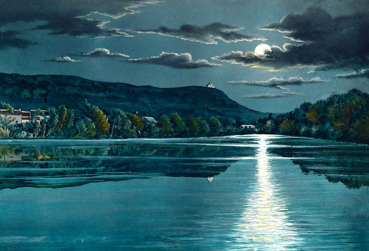"The Bottle" and Nashawannuck Pond at Night, Easthampton, MA Art Print (7 Sizes)