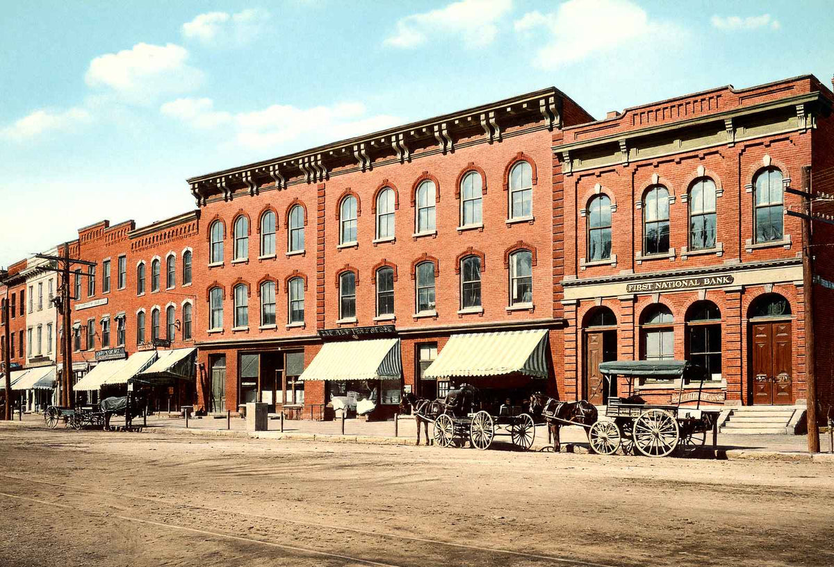Shop Row Main Street, Easthampton, Massachusetts in 1914 Vintage Print (7 Sizes)