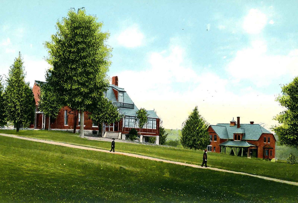 Revell and Holton Halls, Northfield, MA in 1907 Vintage Print (7 Sizes)